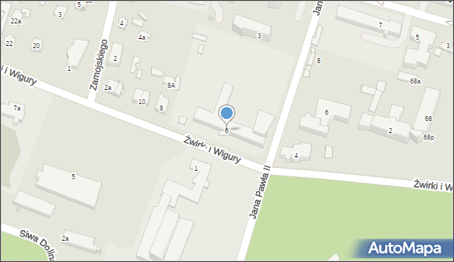 Tomaszów Lubelski, Franciszka Żwirki i Stanisława Wigury, 6, mapa Tomaszów Lubelski