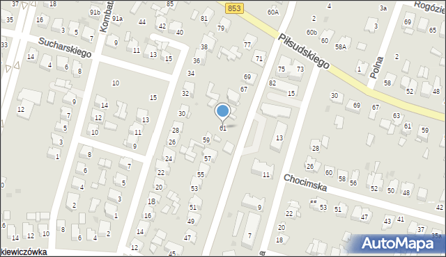 Tomaszów Lubelski, Franciszka Żwirki i Stanisława Wigury, 61, mapa Tomaszów Lubelski