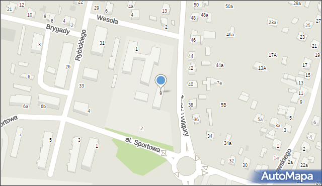 Tomaszów Lubelski, Franciszka Żwirki i Stanisława Wigury, 9, mapa Tomaszów Lubelski