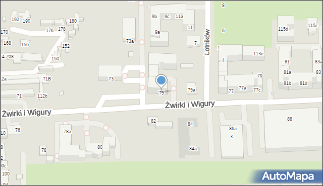 Toruń, Franciszka Żwirki i Stanisława Wigury, 75, mapa Torunia