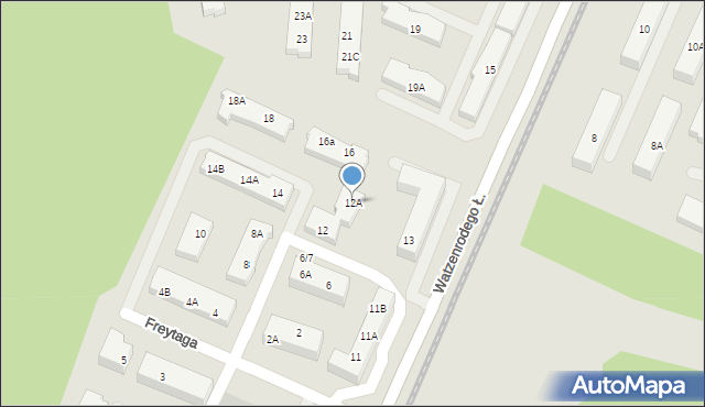 Toruń, Freytaga Adama, 12A, mapa Torunia