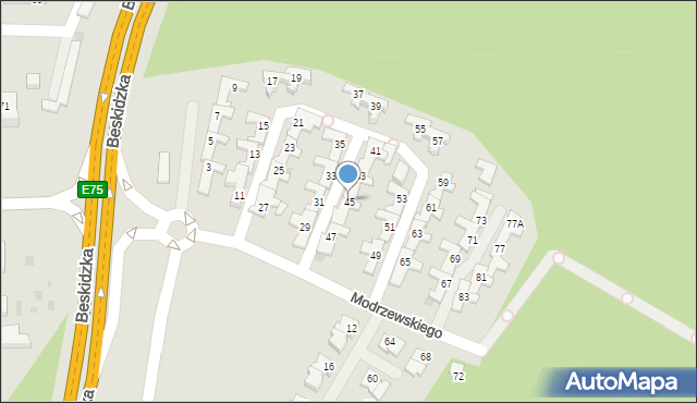 Tychy, Frycza-Modrzewskiego Andrzeja, 45, mapa Tychów