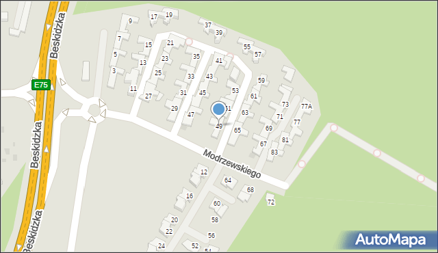 Tychy, Frycza-Modrzewskiego Andrzeja, 49, mapa Tychów