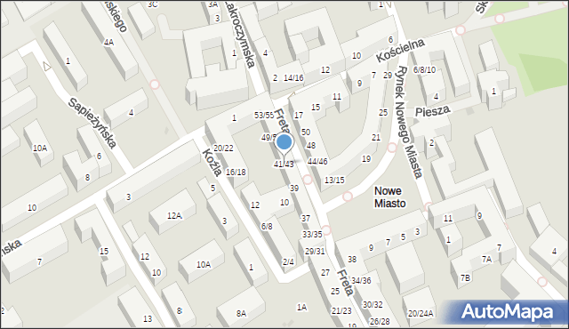 Warszawa, Freta, 41/43, mapa Warszawy