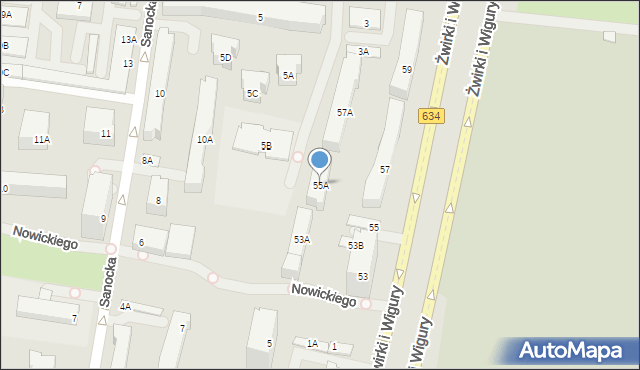 Warszawa, Franciszka Żwirki i Stanisława Wigury, 55A, mapa Warszawy