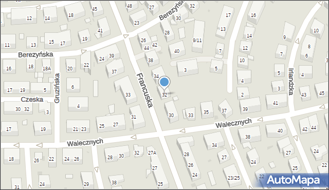 Warszawa, Francuska, 32, mapa Warszawy