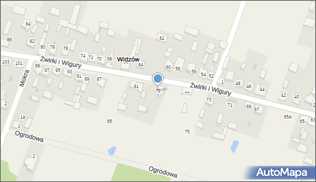 Widzów, Franciszka Żwirki i Stanisława Wigury, 79, mapa Widzów