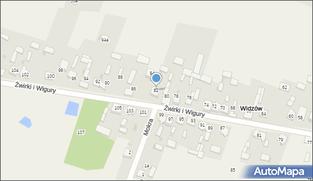 Widzów, Franciszka Żwirki i Stanisława Wigury, 82, mapa Widzów