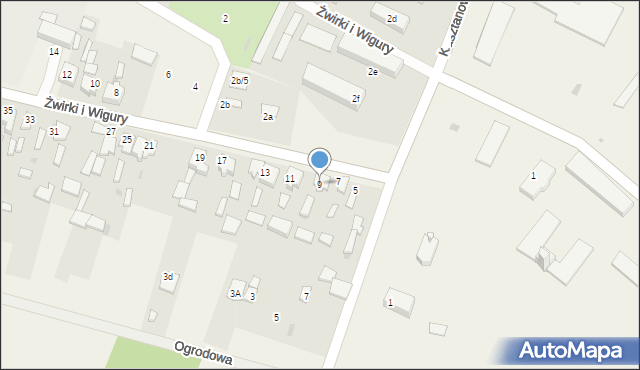 Widzów, Franciszka Żwirki i Stanisława Wigury, 9, mapa Widzów