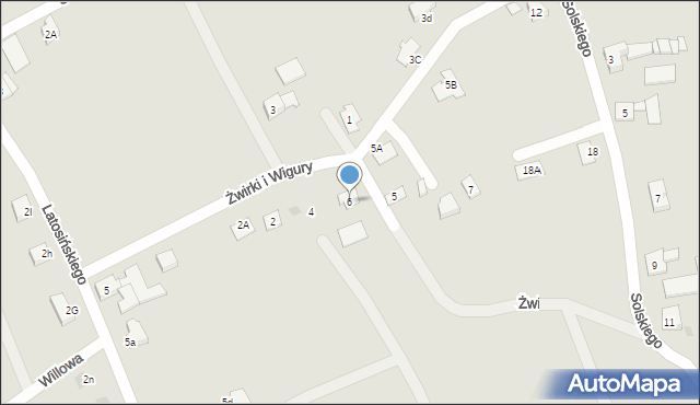 Wilamowice, Franciszka Żwirki i Stanisława Wigury, 6, mapa Wilamowice