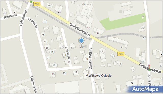 Witkowo, Franciszka Żwirki i Stanisława Wigury, 2a, mapa Witkowo