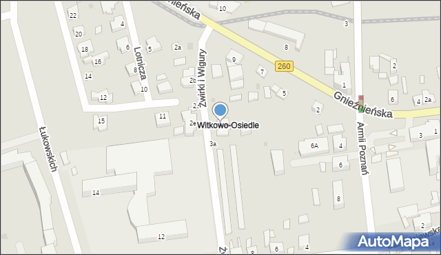 Witkowo, Franciszka Żwirki i Stanisława Wigury, 3, mapa Witkowo