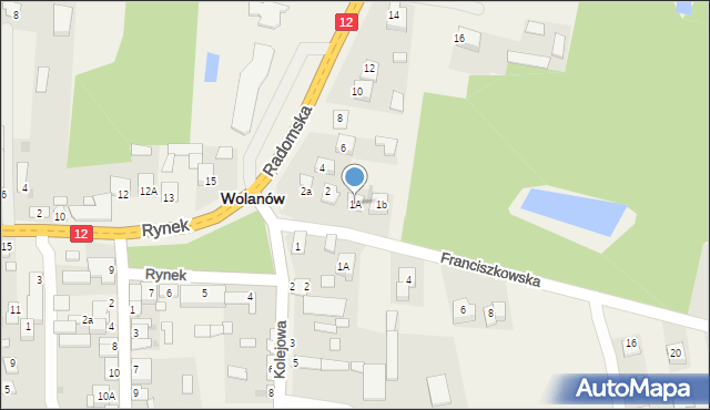 Wolanów, Franciszkowska, 1A, mapa Wolanów