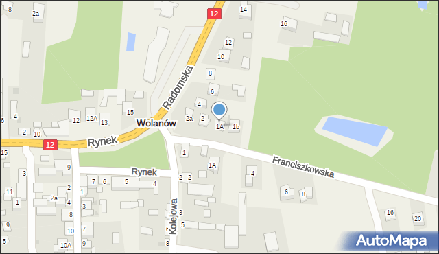 Wolanów, Franciszkowska, 1A, mapa Wolanów