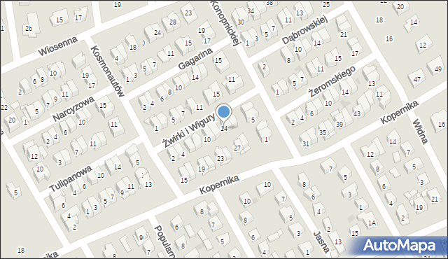 Wołomin, Franciszka Żwirki i Stanisława Wigury, 14, mapa Wołomin