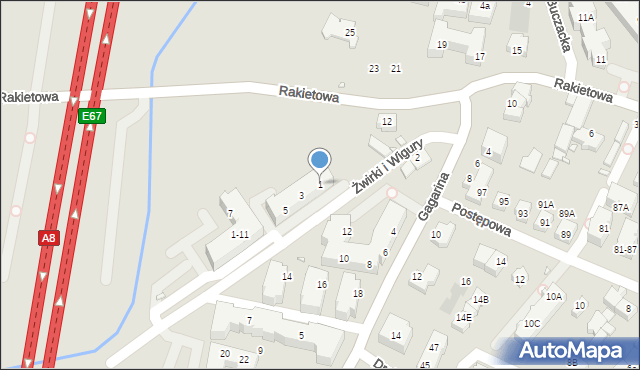 Wrocław, Franciszka Żwirki i Stanisława Wigury, 1, mapa Wrocławia