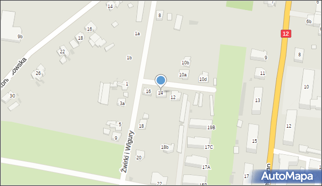 Wschowa, Franciszka Żwirki i Stanisława Wigury, 14, mapa Wschowa