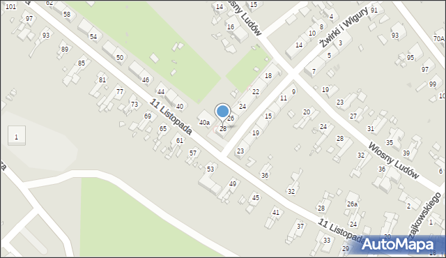 Zabrze, Franciszka Żwirki i Stanisława Wigury, 28, mapa Zabrza