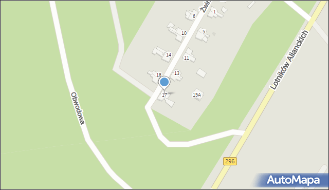 Żagań, Franciszka Żwirki i Stanisława Wigury, 17, mapa Żagań