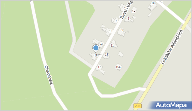 Żagań, Franciszka Żwirki i Stanisława Wigury, 18, mapa Żagań