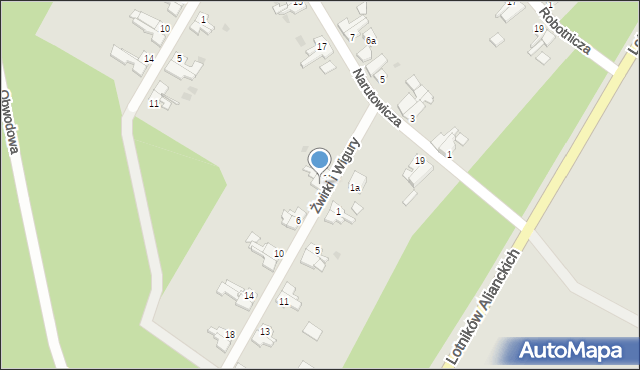 Żagań, Franciszka Żwirki i Stanisława Wigury, 4, mapa Żagań