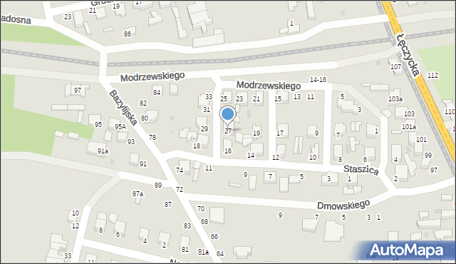 Zgierz, Frycza-Modrzewskiego Andrzeja, 27, mapa Zgierz