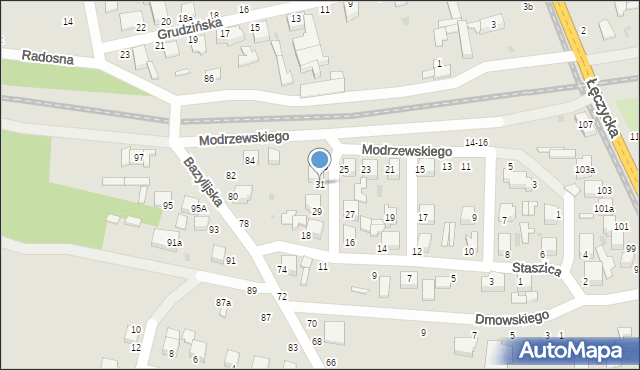 Zgierz, Frycza-Modrzewskiego Andrzeja, 31, mapa Zgierz