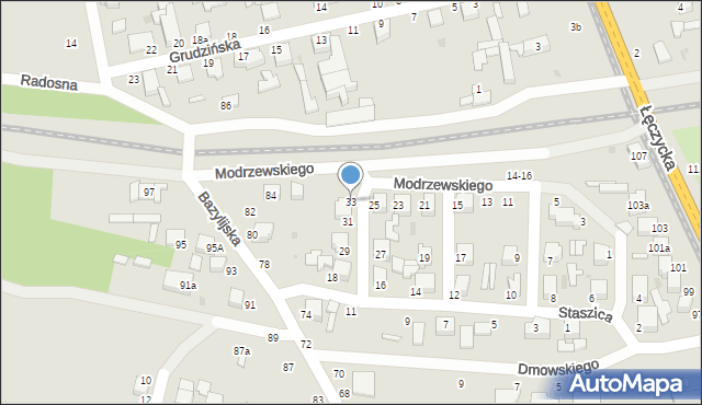 Zgierz, Frycza-Modrzewskiego Andrzeja, 33, mapa Zgierz