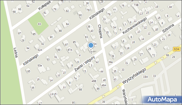 Zielonka, Franciszka Żwirki i Stanisława Wigury, 2, mapa Zielonka