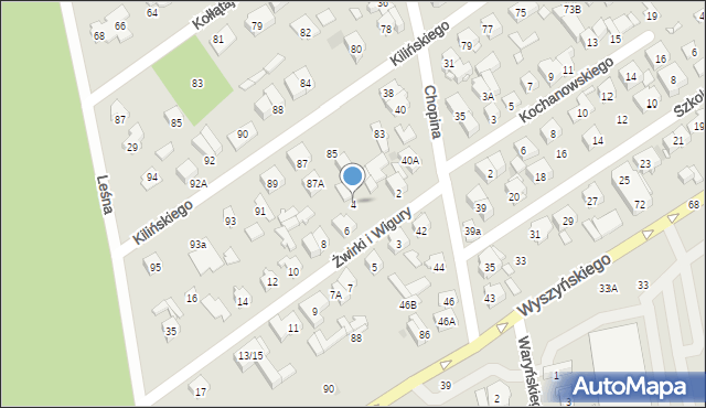 Zielonka, Franciszka Żwirki i Stanisława Wigury, 4, mapa Zielonka
