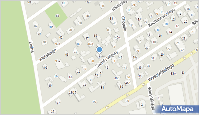 Zielonka, Franciszka Żwirki i Stanisława Wigury, 6, mapa Zielonka