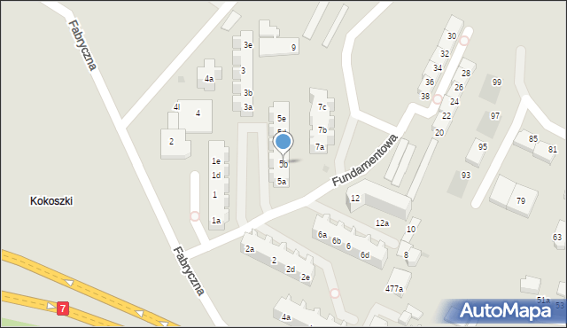 Gdańsk, Fundamentowa, 5b, mapa Gdańska