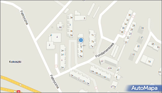 Gdańsk, Fundamentowa, 5c, mapa Gdańska