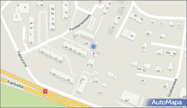 Gdańsk, Fundamentowa, 8, mapa Gdańska