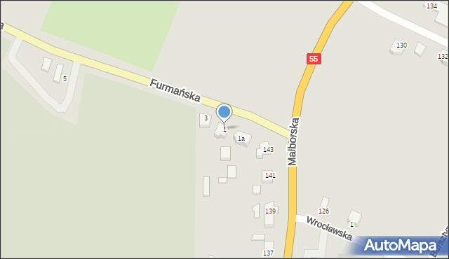 Kwidzyn, Furmańska, 1, mapa Kwidzyn