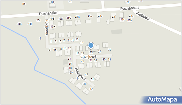 Pobiedziska, Fuksjowa, 23, mapa Pobiedziska