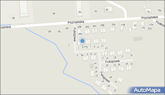 Pobiedziska, Fuksjowa, 3, mapa Pobiedziska