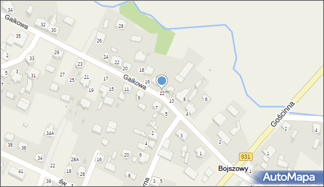 Bojszowy, Gaikowa, 12, mapa Bojszowy