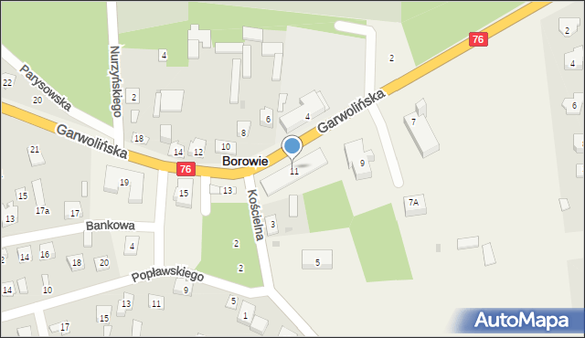 Borowie, Garwolińska, 11, mapa Borowie