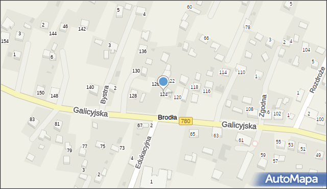 Brodła, Galicyjska, 124, mapa Brodła