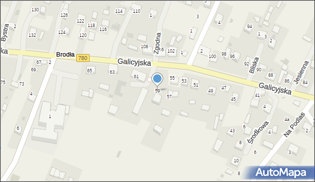 Brodła, Galicyjska, 59, mapa Brodła