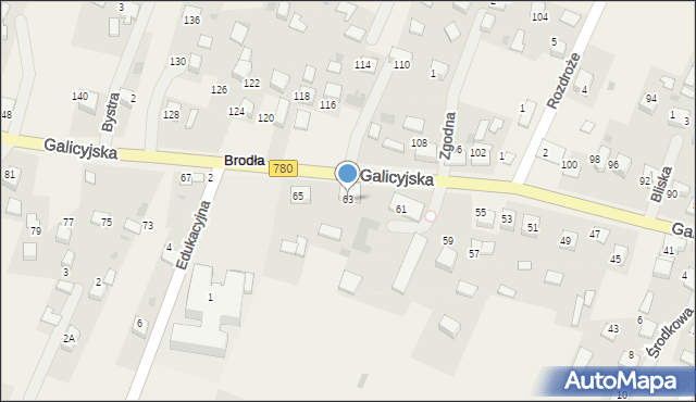 Brodła, Galicyjska, 63, mapa Brodła