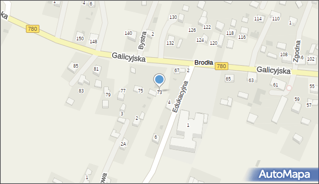 Brodła, Galicyjska, 73, mapa Brodła