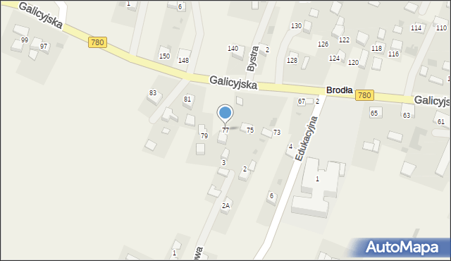 Brodła, Galicyjska, 77, mapa Brodła