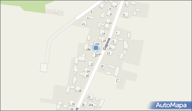 Brudzowice, Gajowa, 20, mapa Brudzowice