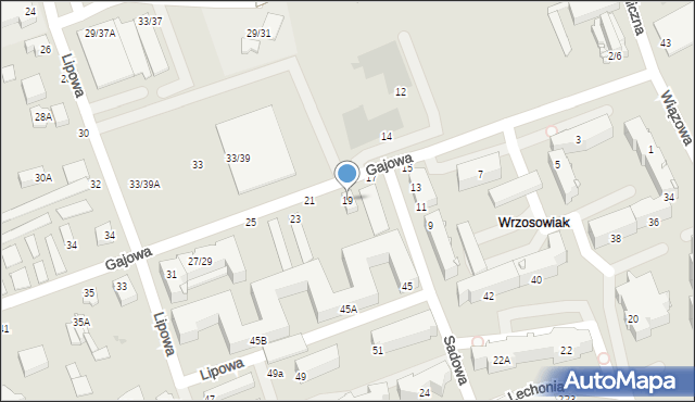 Częstochowa, Gajowa, 19, mapa Częstochowy