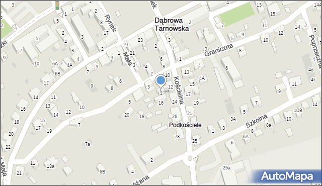 Dąbrowa Tarnowska, Garbarska, 1, mapa Dąbrowa Tarnowska