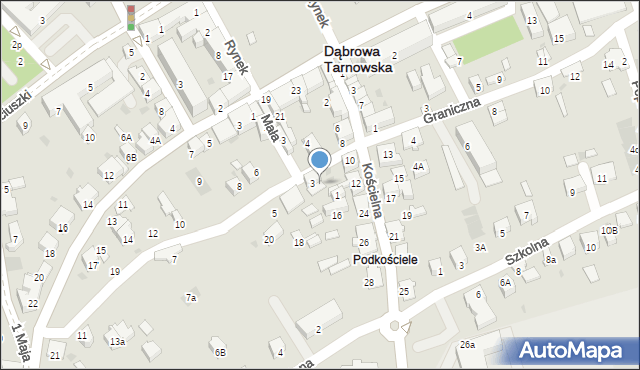Dąbrowa Tarnowska, Garbarska, 3A, mapa Dąbrowa Tarnowska