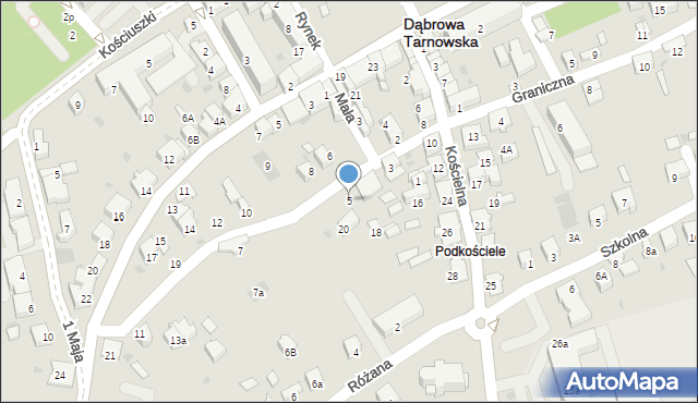 Dąbrowa Tarnowska, Garbarska, 5, mapa Dąbrowa Tarnowska