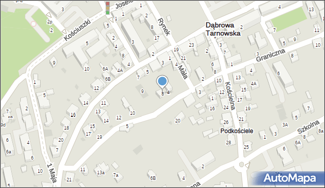 Dąbrowa Tarnowska, Garbarska, 8, mapa Dąbrowa Tarnowska